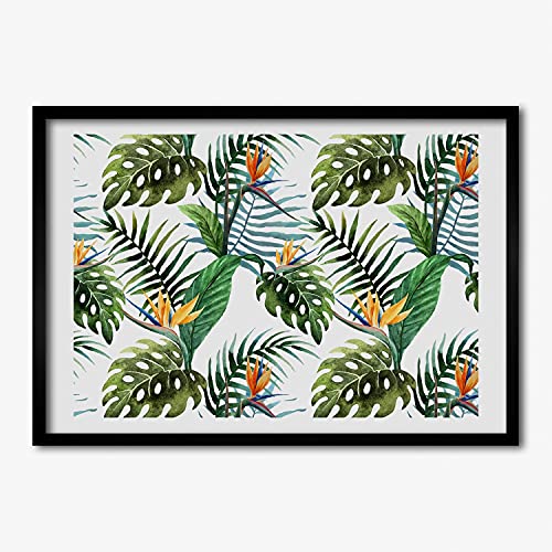 Cadre photo bois 70x50 cm Tulup anti-reflet pour suspendre une affiche fleurs tropicales