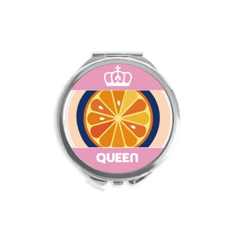 Espejo de maquillaje mini de doble cara portátil con estampado de naranja para bolso de mujer