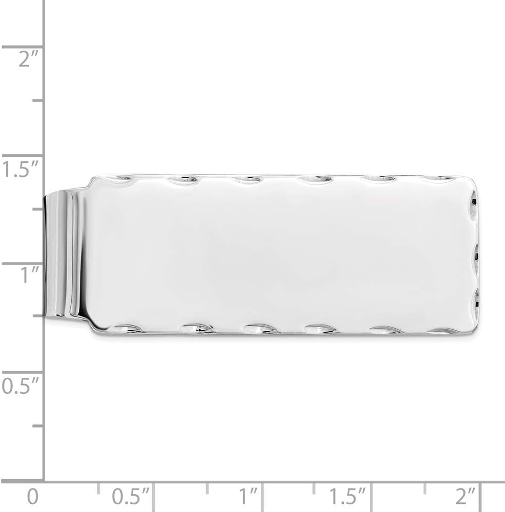 Solid 925 Sterling Silver Men's Slim Business Credit Card Holder Money Clip - 51mm x 20mm
