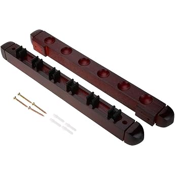 Billiard Wall Mount Billiard Cue Holder Billiard Accessories Billiard Cue Holder Cue Wall Mount Rack with Clips Hardwood Pool Cue Rack Holds 6 Cues