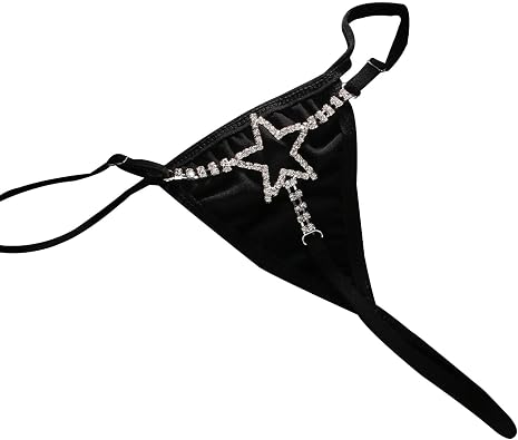 Rhinestone Star Panties Chain Thongs Elastic Festival G-String Waist Jewelry Bikini Crystal Thong Chain for Women