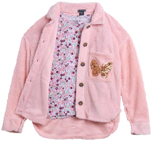 Instagirl Girls' Shirt Jacket Set - 2 Piece Cozy Sherpa Fleece Shacket and T-Shirt - Youth Clothing Set for Girls (7-16)2