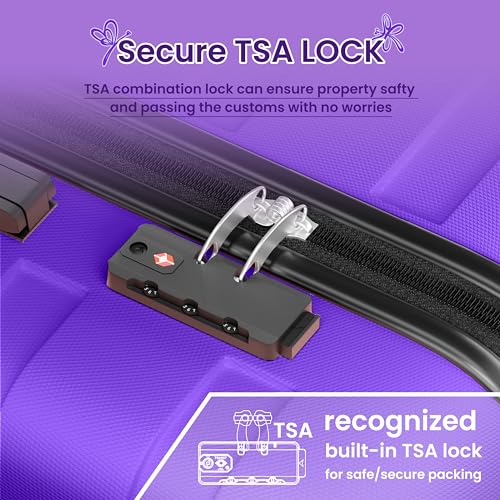 Image of AnyZip Luggage PC ABS Hardside Lightweight Suitcase with 4 Universal Wheels TSA Lock 20 24 28 Inch, Violet Purple, 3 piece set (20 /24 /28), Fashion