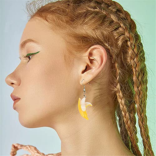 ONLYJUMP Funny Fruit Banana Dangle Earrings Resin Lifelike Fruits Lovely Summer Theme Yellow Banana Dangle Earring for Women Gifts4