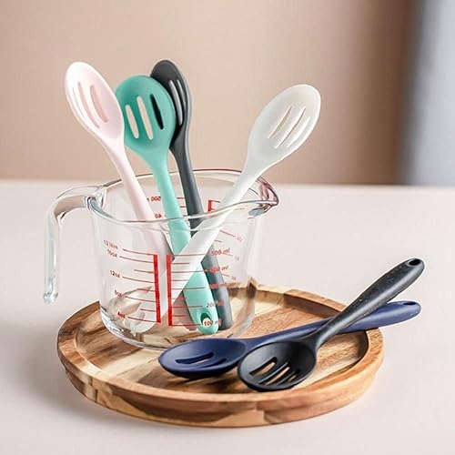 Miniatura 6 de Cuchara ranurada, 1 cuchara de silicona antiadherente, utensilios de cocina, herramientas de agitación, cuchara espátula, resistente al calor,