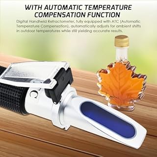 0-10% Brix Refractometer for Testing Sugar Content Maple sap Syrup, Low-Concentrated Sugar Solutions, Tea, Portable Hand Held Sugar Content Measurement with ATC Function and LED Light, pipettes