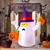 Bosvell Halloween Inflatable Ghost Pumpkin Outdoor Decoration,Blow Up Yard Decoration with Built-in LED for Halloween Decor,Halloween Outdoor, Yard, Garden, Lawn Party Decoration(5 FT)