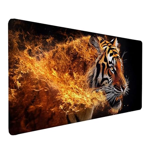 Tapis de souris XXL tigre 150x80 cm jaune sous main de bureau