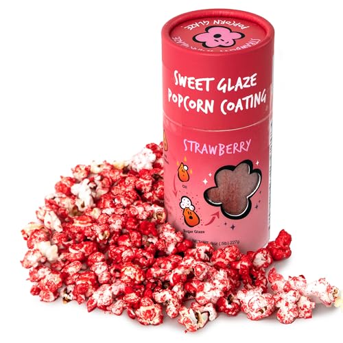 Gourmet Strawberry Popcorn Flavoring Glaze - Wabash Valley Farms Strawberry Popcorn Topping, Sweet Popcorn Seasoning Alternative to Popcorn Salt, Gourmet Popcorn Toppings, Pink Popcorn (8 oz)
