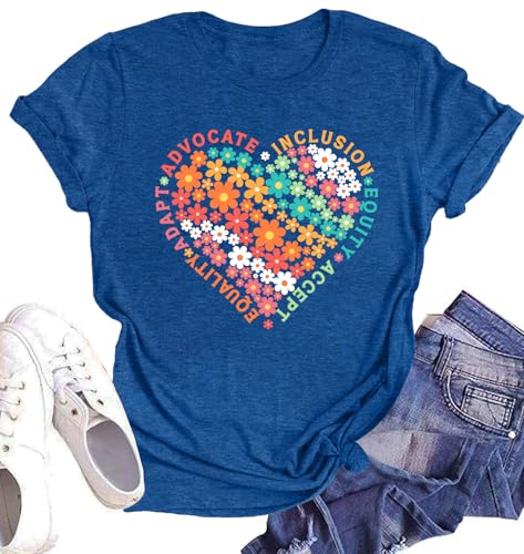 Autism Shirt for Women Sped Teacher Gift Neurodiversity Shirt Special Education Shirt（Blue,Medium）