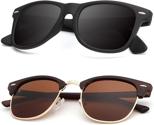 KALIYADI - Lentes de sol polarizados para conducir, de media montura, con bloqueo de rayos ultravioleta, para hombre y mujer