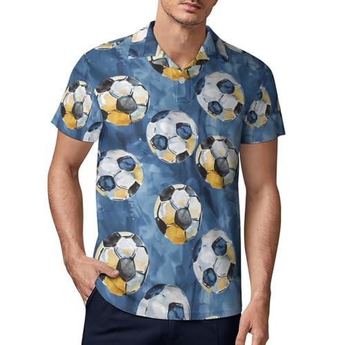 Soccer Watercolor Novelty Men's Short Sleeve Shirts Funny Golf Tennis Work T-Shirt Sport Tee 4XL