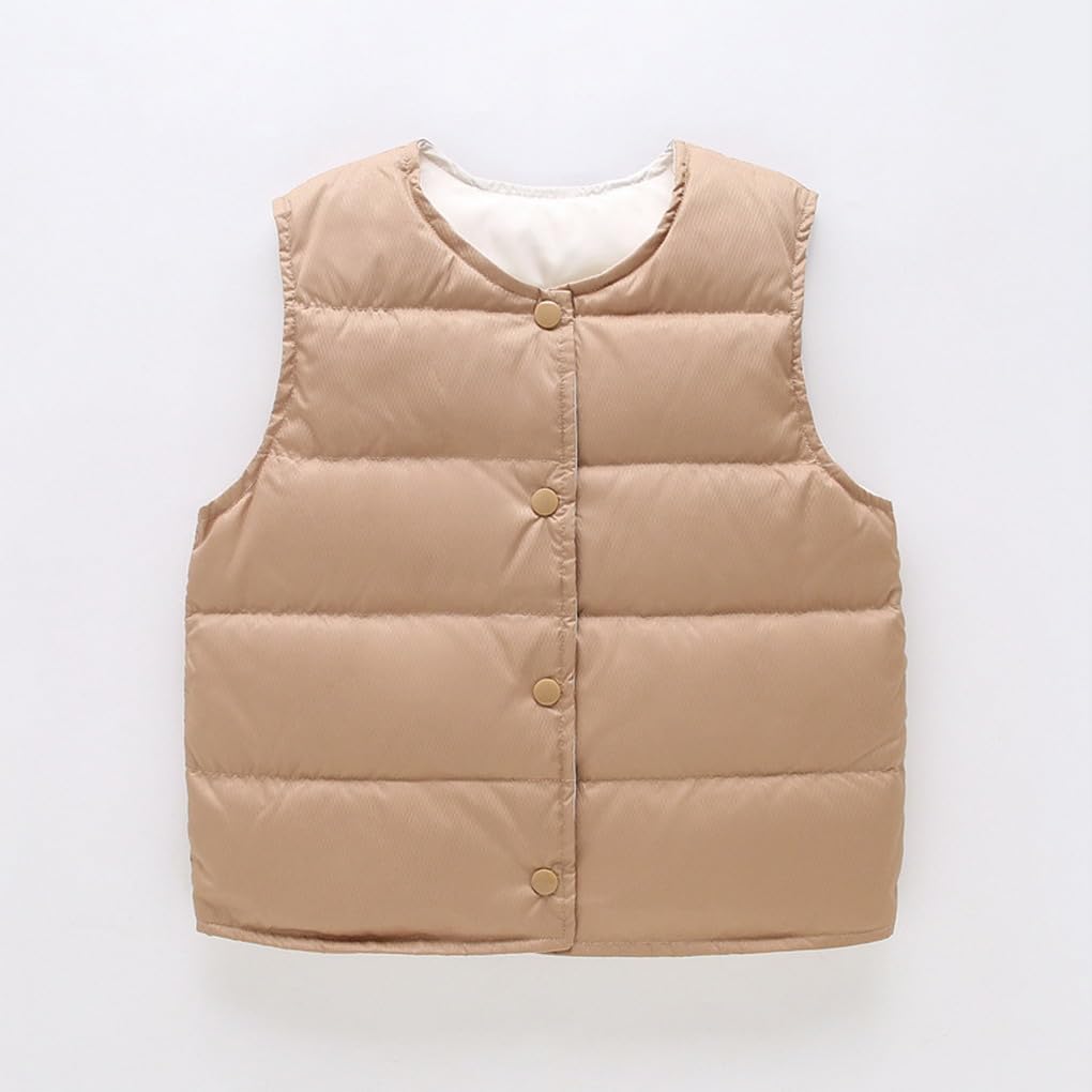 Enfants Doudoune Sans Manche 90% duvet de canard Gilet Sans Manche Veste Hiver Manteaux Bébés Garçons Fille 6-12 -24 mois-7 ans, Lot of 2 bébé gilet matelassé gilet de transition