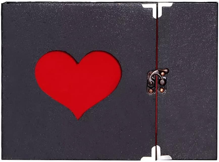 JSEIAJB 10inch Insert Self-adhesive Black Pages Flyer Out Love Heart Memory Book Photo Vintage DIY Scrapbook Wedding Album(D)