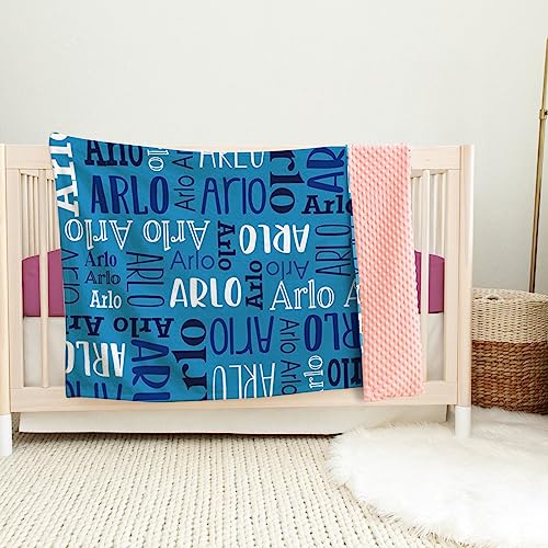 Image of Custom Baby Blanket - Personalized Names Design - Soft Plush Blanket with Double Layer Dotted Backing for Boys Girls Color08(30x40 inches)