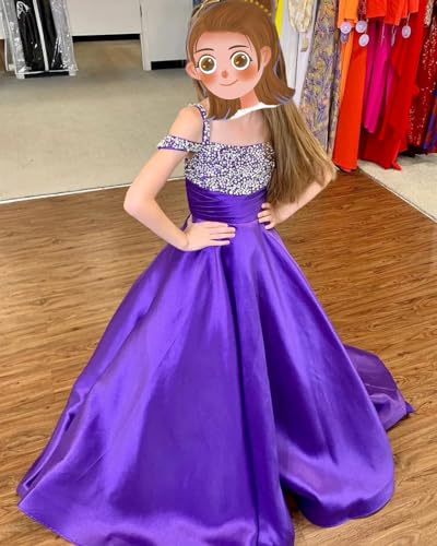 Girls Off Shoulder Pageant Dresses Long Satin Birthday Party Dress Princess Gowns PY0322