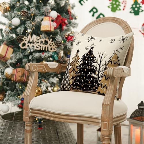 Avoincolorlifewatercolorbrownandblackchristmastreessnowflakethrowpillowcover18x18inchseasonalwinterholidaycushioncasedecorationforsofacouch  Urban Country Home Decor Avoin colorlife watercolor brown and black christmas trees snowflake throw pillow cover 18 x 18 inch seasonal winter holiday cushion case decoration for sofa couch  urban country home decor