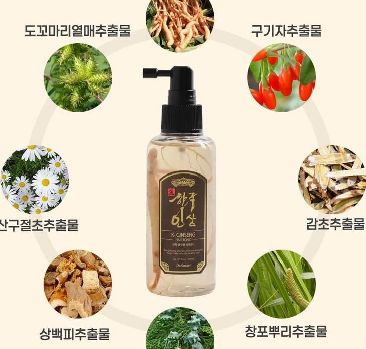 Korean Fresh Ginseng Hair Tonic 150ml (5.07 fl oz), Whole Ginseng Root Inside, Scalp Care & Nourishing Tonic, Made in Korea