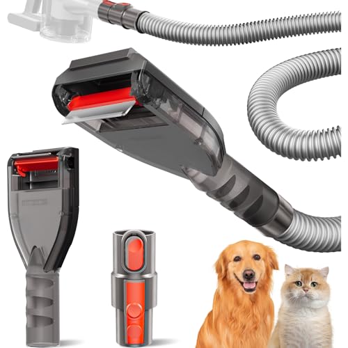 Dog Hair Vacuum Attachment for Dyson Vacuums, Pet Grooming Tool with Extension Hose and Adapter, Compatible with V6 V7 V8 V10 V11 V12 V15 Gen5 Animal Ball Upright Canister Cordless Stick Models