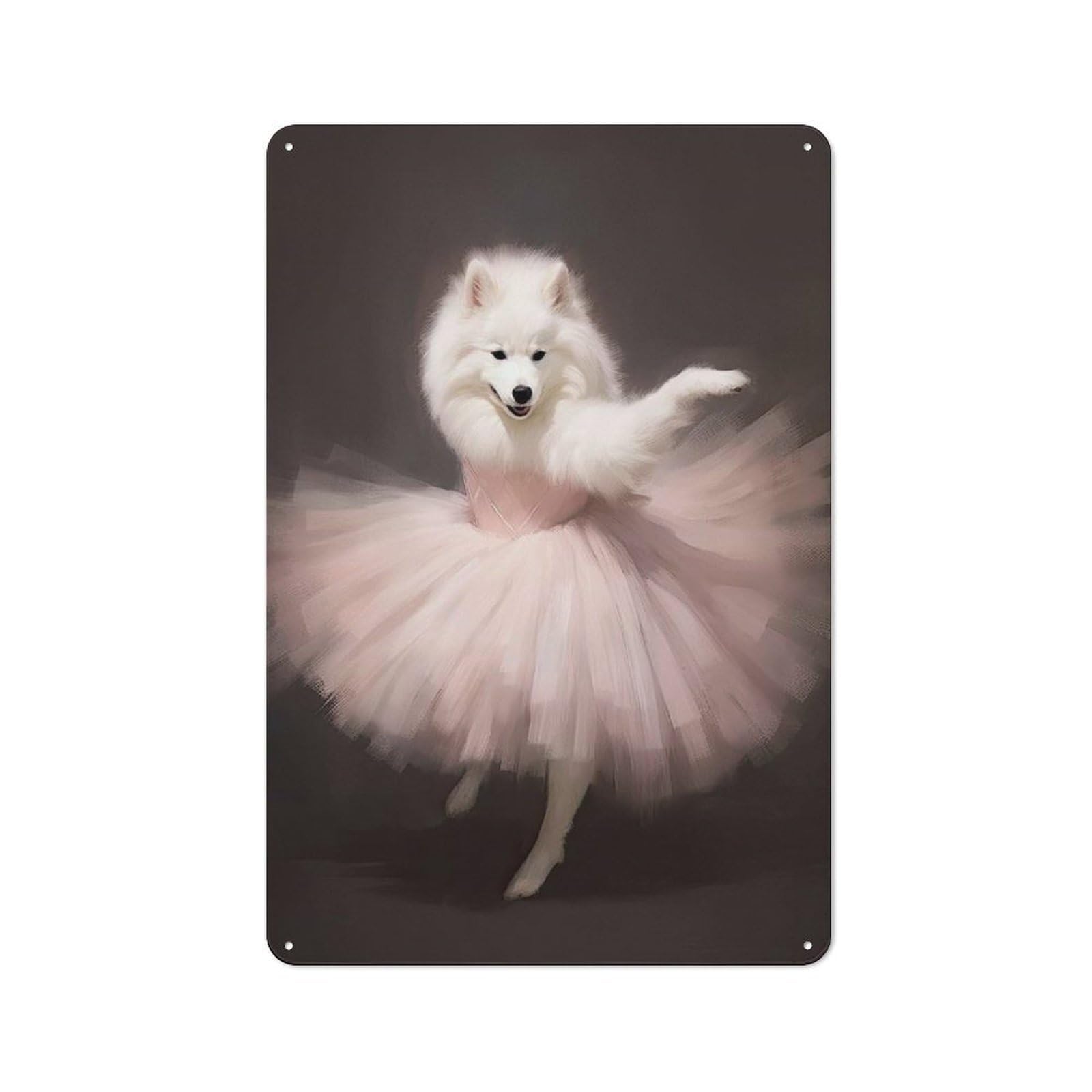 Junmoney Style-6 Samoyed Ballerina Retro Metal Sign 30X20cm, Garage Style Shed Wall Plaque For Garage, Hobby Room, Office Or Man Cave