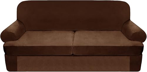 ULTICOR Funda de sofá elástica de terciopelo en forma de T de 2 piezas para un solo asiento de silla, cojín en forma de T, terciopelo grueso de ULTICOR Funda de sofá elástica de terciopelo en forma de T de 2 piezas para un solo asiento de silla, cojín en forma de T, terciopelo grueso de