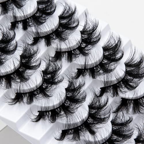 Leipple False Eyelashes 8 works - Professional Reusable 8D Lashes - Natural Wispy Thick Fluffy Fake Eyelashes Faux Eyelashes (QZ-01)