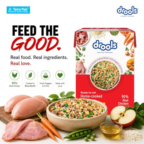 Image of Drools Dog Fresh Food Tetra Pak Chicken & Turkey, for Adult & Puppy, 150g | High Protein, 90% Real Meat | No Preservatives | Retains Freshness & Flavours | Ready to Serve | One Pack Per Meal