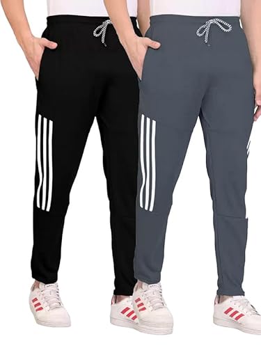 Men's Lycra Full Elastic Sport Wear Stretchable Track Pant Combo Pack of 2
