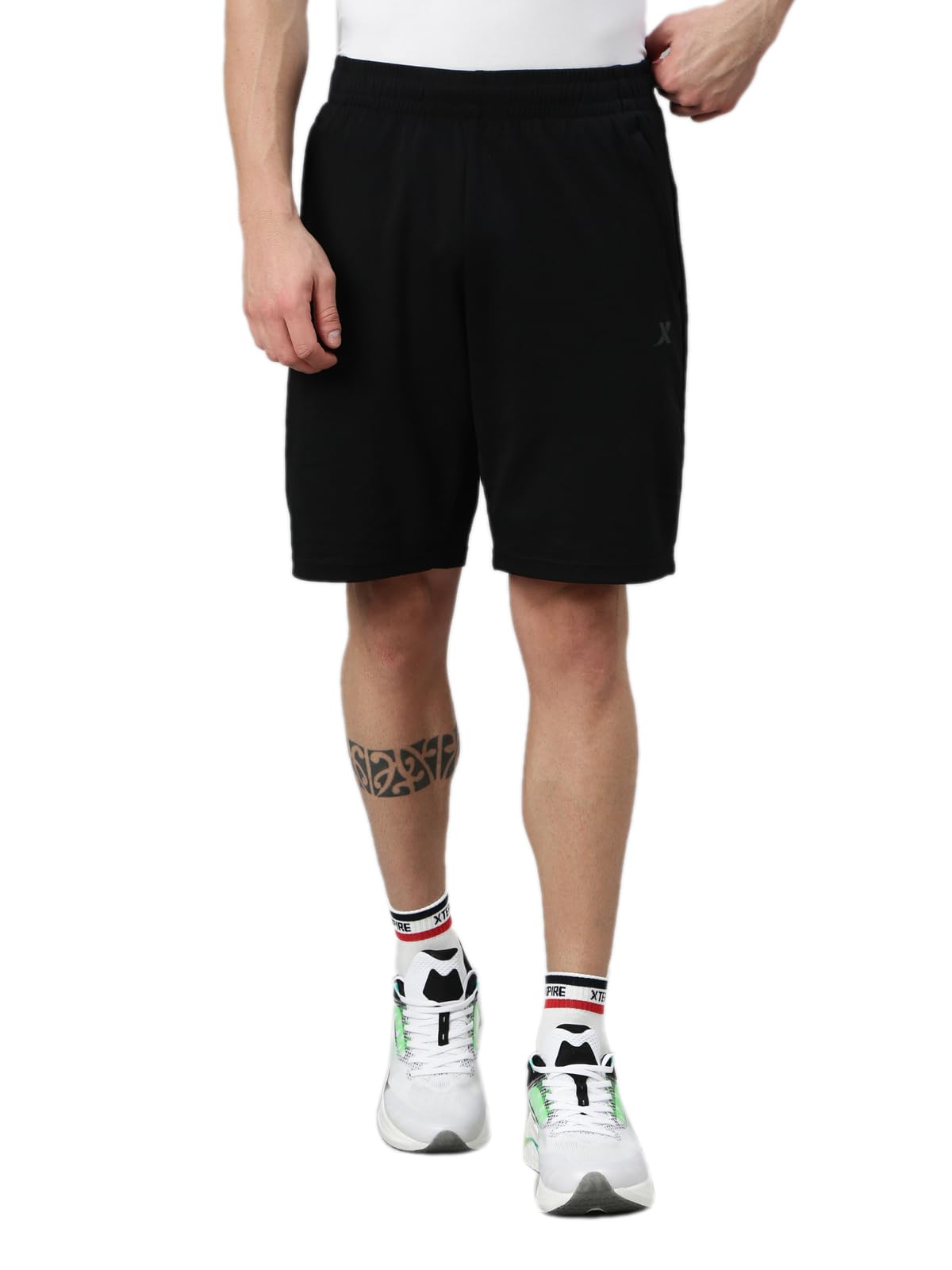 xtep Core Training Series, Chinese Cotton, Knitted Short, 56% Cotton and 44% Polyester, Regular Fit, Knitted Long Shorts, Training Shorts for Men - Black-picture-47