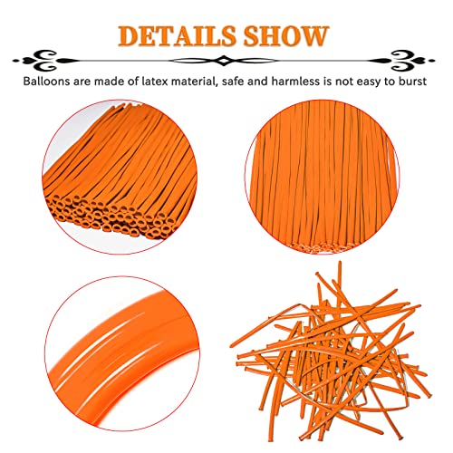 Image of Orange 260 Long Skinny Twisting Animal Balloons, Rainbow Balloons for Animal Shapes Carnival Festival Party Supplies 100pcs