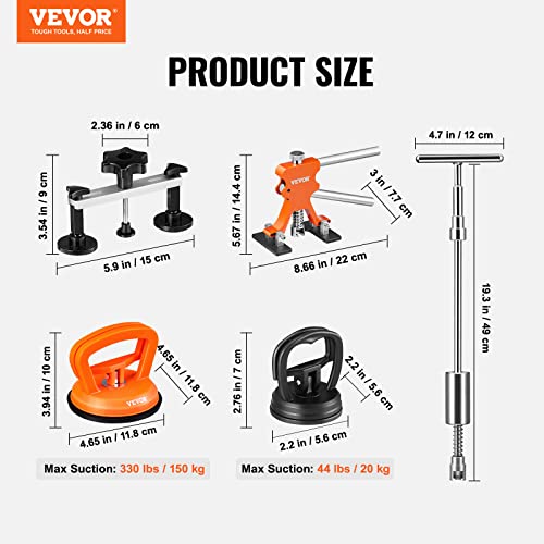 Vevor 107 Pcs Dent Removal Kit, Paintless Dent Repair Kit With Golden Lifter, Bridge Puller, Slide Hammer Dent Puller, Suction Cup Dent Puller For Auto Body Dents, Hail Damage, Door Ding #TOP6