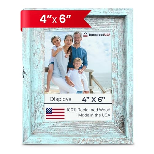 BARNWOODUSA Farmhouse Style Rustic Picture Frame, 4x6, Robins Egg Blue