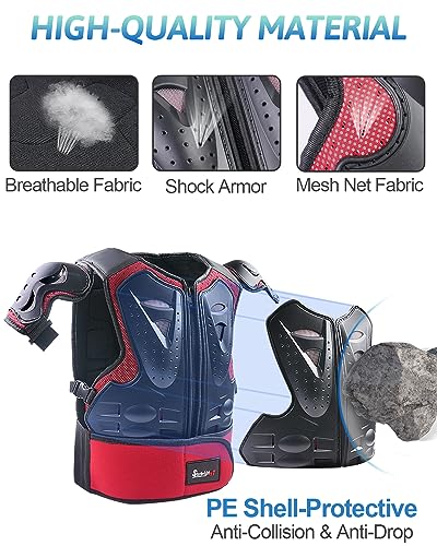 Starknightmt Kids Motorcycle Armor Suit Dirt Bike Gear Riding Protective Chest Spine Back Protector Shoulder Arm Elbow Knee Protector Pads For Cycling Skateboard,Skiing,Skating,Off-Road #TOP2