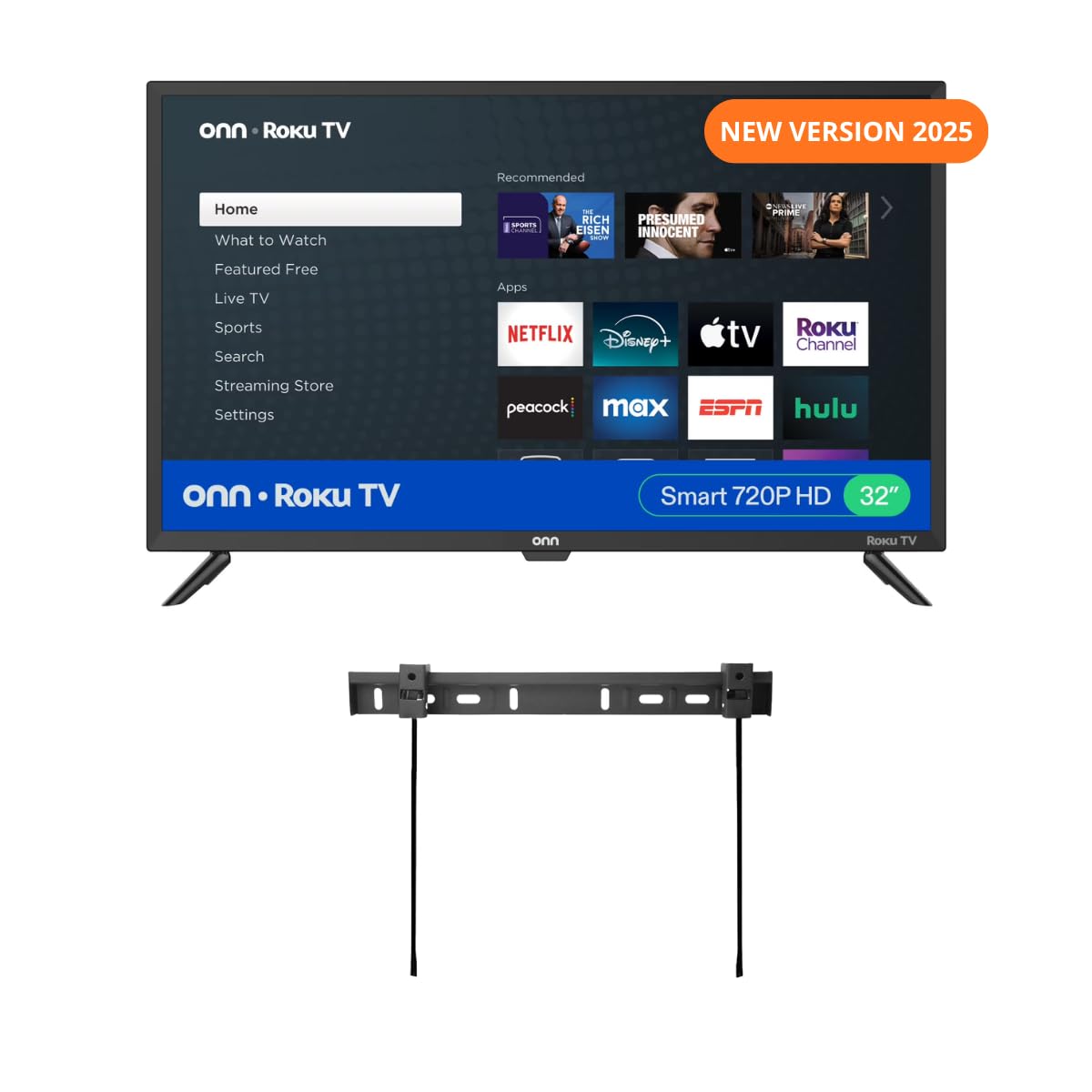ONN 32-inch Roku Smart TV LED + Free Wall Mount with Wi-Fi Connectivity and Mobile App | Flat Screen TV Compatible with Apple Home Kit | Alexa and Google Assistant (Renewed)