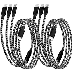USB C Multi Charging Cable, 3 in 1 Charging Cords for Multiple Devices | 2Pack 4FT Multiple Charger Cord, Nylon Braided Travel Charger with Type-C/Micro USB/IP Port for iPhone 17-8/Android and More
