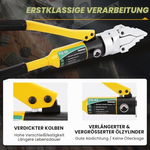 Huanyu Hydraulischer Flanschspreizer 12T Druck Manuell Tragbar Hydraulischer Flanschspreizer Expander Max Expansion 55mm Arbeitssparend für Pipeline Wartung Bau Ventil Ersatz(YQ-55)