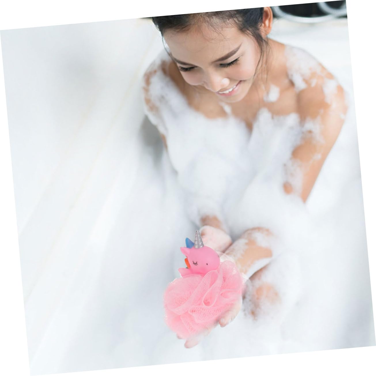 GALPADA 3Pcs Portable Shower Loofah Exfoliating Bath Mesh Balls for Adorable Unicorn Design Durable Skin Scrubbers for Daily Deep Cleaning Easy to Hold and Clean
