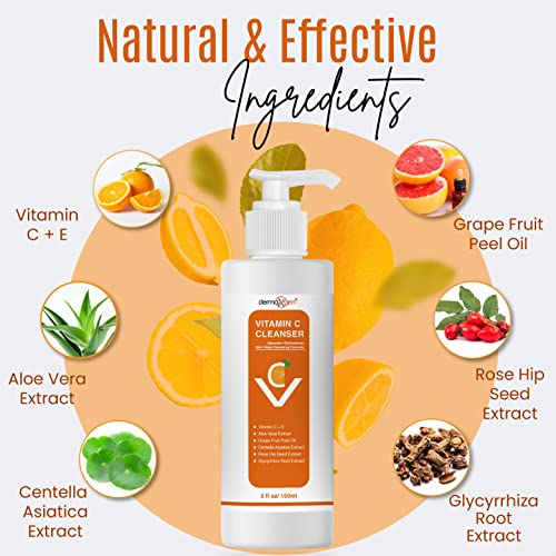 Dermaxgen Vitamin C Facial Cleanser With Rose Hip Seed Oil And Aloe Vera Natural Pure And Organic Ingredients, 5.0 Oz. / 150 Ml #TOP1