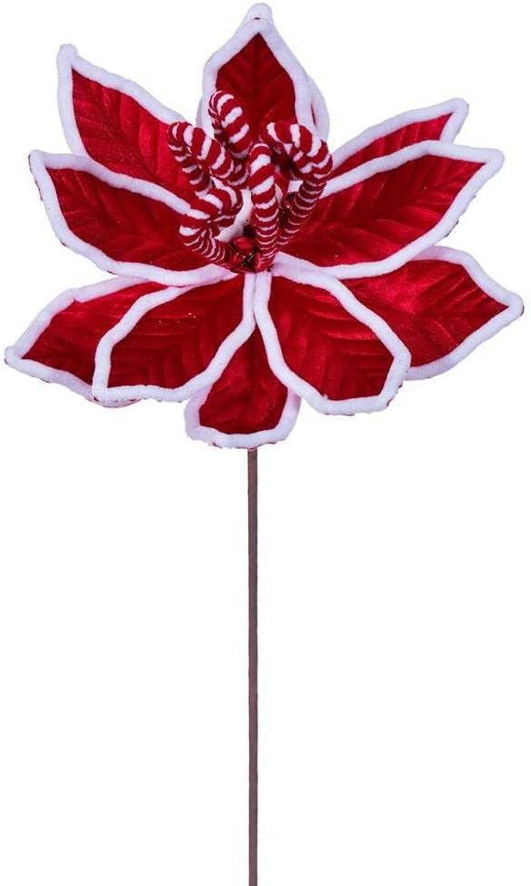 Vickerman 740019-21.5" Red Candy Cane Poinsettia (4 Pack) (RG231903)