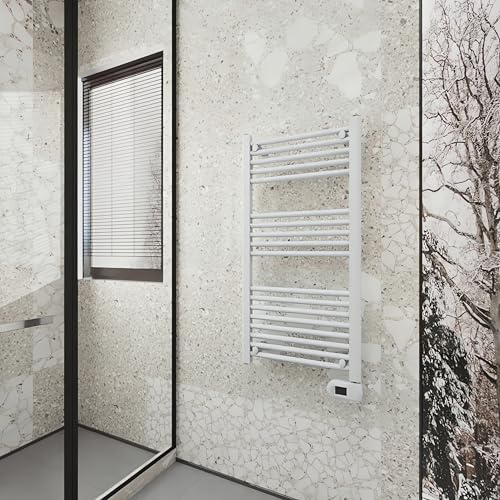 AICA Seche Serviette Electrique, 980 x 500 mm Blanc 400W, Radiateur seche Serviette électrique Salle de Bain