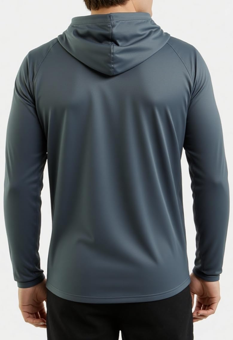 Men Quick Dry Hoodies Shirt Long Sleeve Workout Athletic Gym Pullover Hooded Shirts - Image 8