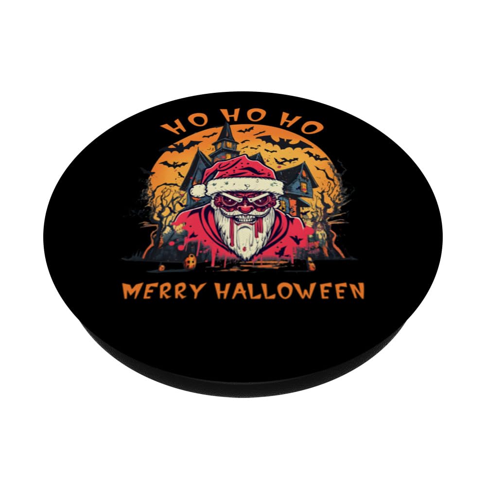 Ho Ho Ho Merry Halloween Santa Horror PopSockets Swappable PopGrip, Black - Image 2