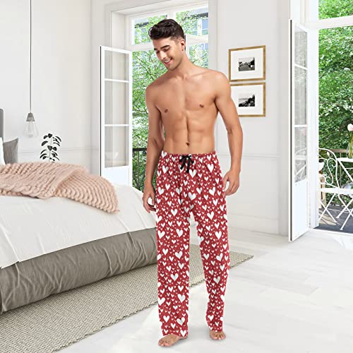Red White Hearts Pajama Pants Mens Lounge Pants Super Soft Pajama Bottoms with Pockets4