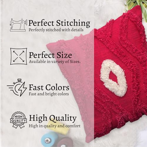 Image of Handmade Soft Boho Cotton Pillow Case | Embroidered Decorative Cushion Cover for Home Decor | 16 X 16 Inch Throw Pillow Cases for Living Room and Bed Room (Set of 1, 16 * 16)
