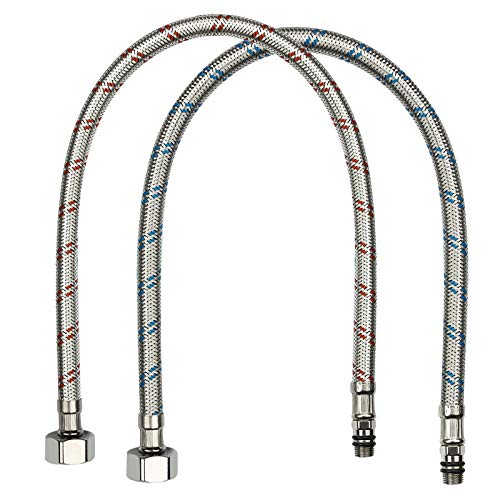 Preisvergleich Produktbild GAVAER flexibler Wasserhahnanschluss für Küchen- / Waschtischarmaturen, 2 x 600 mm, universeller 3 / 8 BPS Wasserhahnanschluss, geflochtener flexibler Schlauchanschluss.