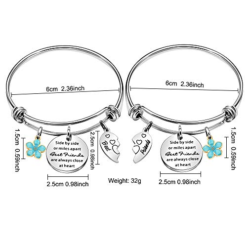 Maxforever 2Pcs Friendship Gifts Best Friends Forever Charm Bangle Bracelet, Birthday Anniversary for Bestie2