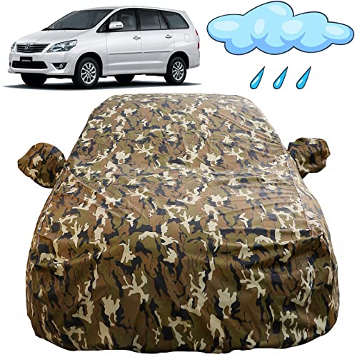 Image of Innova Waterproof Car Cover with Mirror Pockets, Camouflage Design, Non Woven Fabric,Triple Stitched, Compatible with Toyota Innova Car Cover (2000 to 2016), Car Accessories