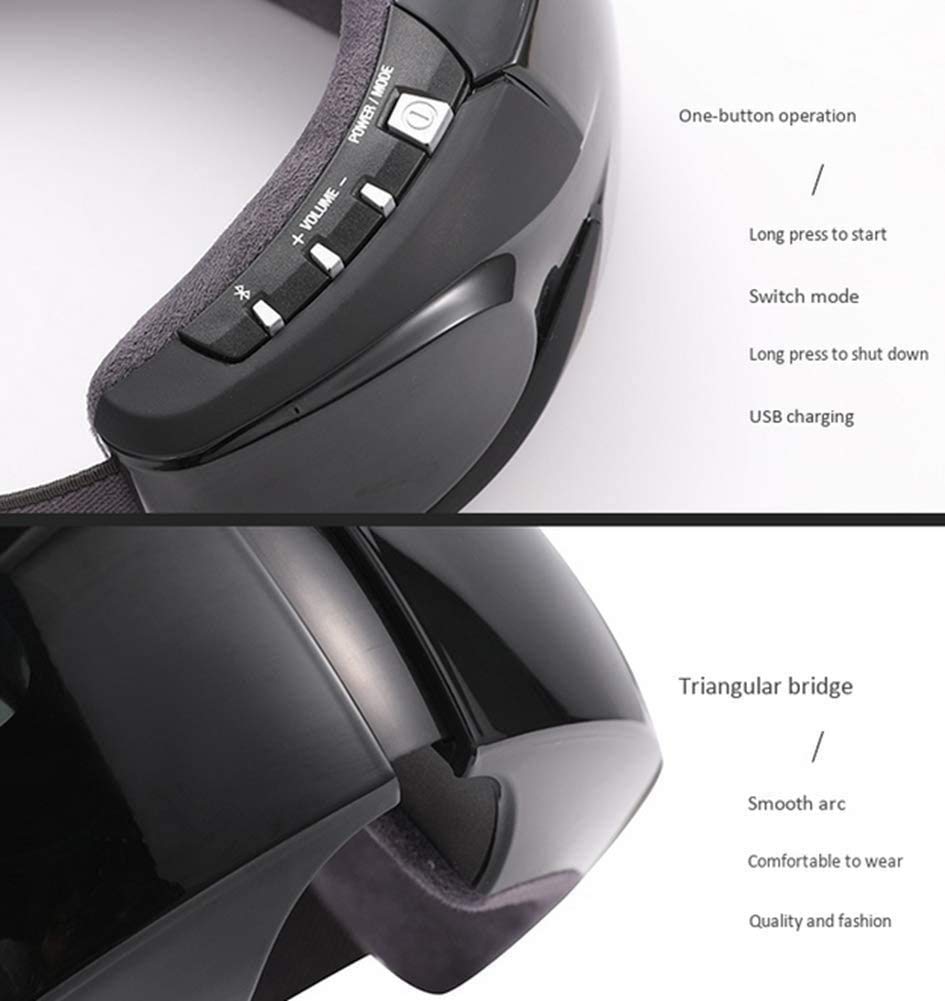 Massager de ojos con calor, espejo visual, compresión Bluetooth Música de la música recargable Masajeador de la terapia de ojos para relevar cepa de ojos Círculos oscuros Bolsas de ojo Ojo seco