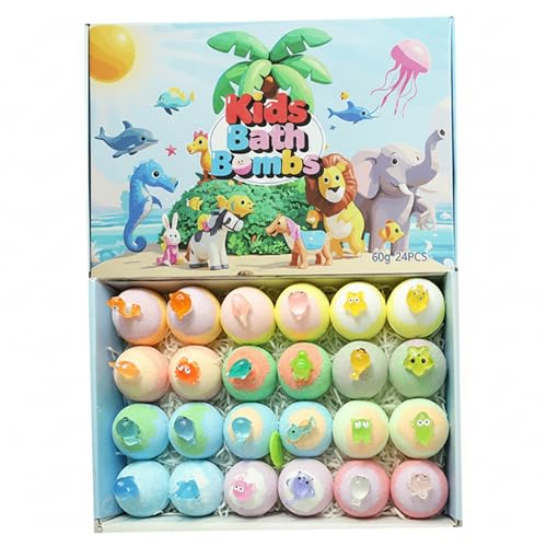 Bombes de bain pour enfants avec jouets : pack de 24 surprises effervescentes de 60g