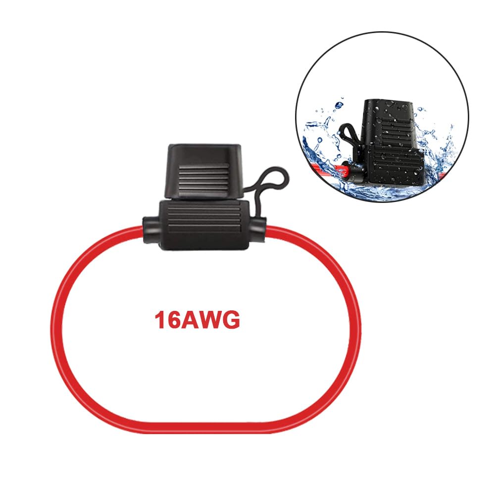 5 Sztuk 32V Mały Uchwyt Bezpiecznika Inline, Wodoodporny Uchwyt Bezpiecznika Samochodowego z Przewodem 16 AWG, Bezpłatne 10 Sztuk Mini Bezpieczników i Ściągacz Bezpieczników